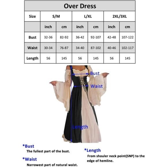 Women's Medieval Renaissance Overdress Cosplay Costume - Picture 7 of 7